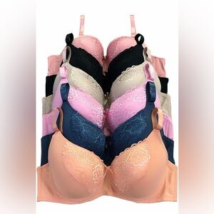 🆕 Secret 6 Pack of Color Print T-Shirt Bras B Cup C Cup and D Cup